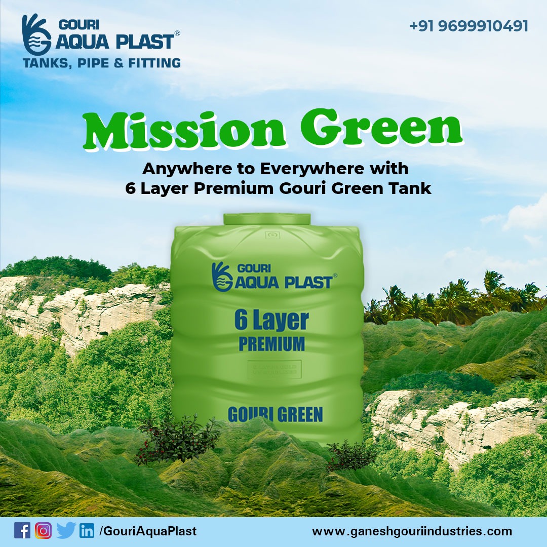 6 Layer Premium Gouri Green Water Tank provide 

- Extra Water Cool 
- 100% UV stabilized.
- Made from 100% virgin plastic.
- No algae (kai) will produce in our tank.

#gourigreen #6layerwatertank #highstandards #indianproducts #madeinindia #nature #savewater #savewatersaveearth