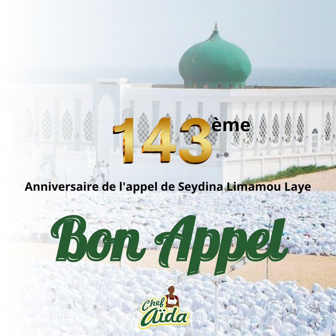 ChefAida_SN's tweet photo. Chef Aïda souhaite à la communauté Layènne un bon appel.

#chefaida #layenne #appellayenne2023 #religion #senegal #yoff #camberene https://t.co/A6lgoZlmU1
