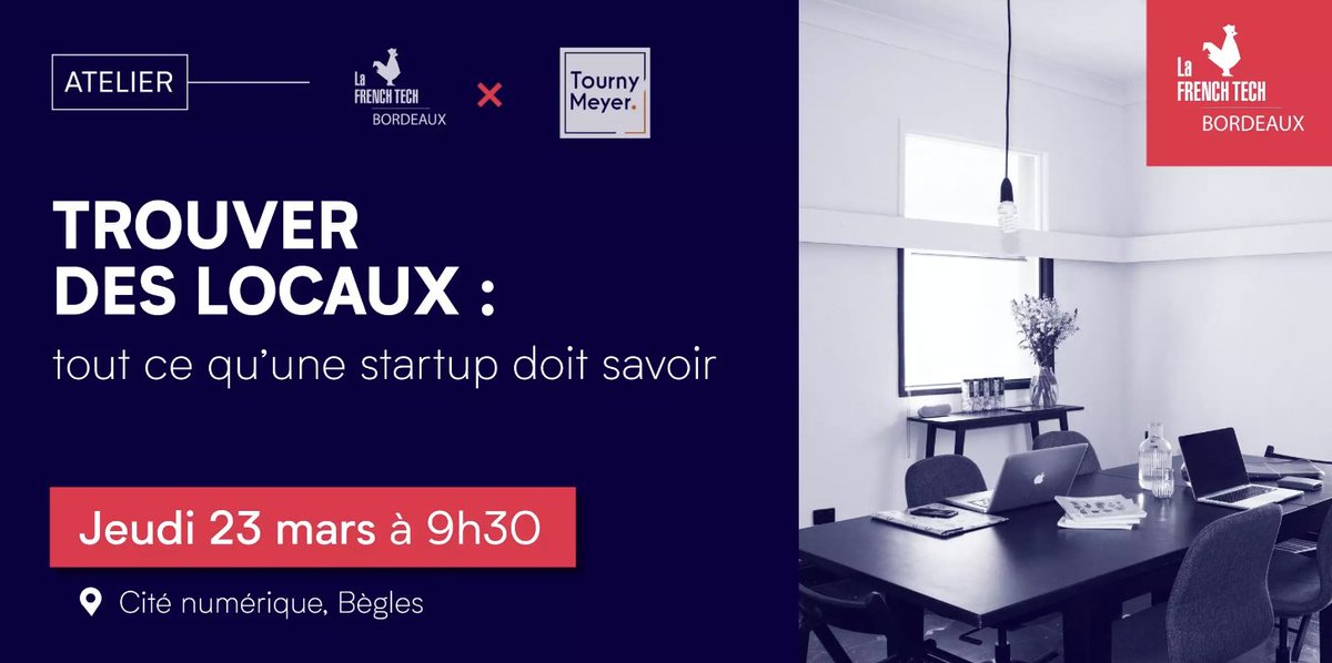 French Tech Bordeaux (@frenchtechbdx) on Twitter photo 📢 <a href="/TournyMeyer/">Tourny Meyer</a> X La #FrenchTech #Bordeaux | Trouver des locaux : tout ce que vous devez savoir☝️
Ne manquez pas notre atelier ! 🔥
➡️ Découvrez les clés nécessaires pour concrétiser vos projets 🔎
📍<a href="/CiteNumerique/">Cité Numérique</a>
📆 23 mars 🕘 9h30 à 11h
Infos 👉 bit.ly/3Hys20w 📢 <a href="/TournyMeyer/">Tourny Meyer</a> X La #FrenchTech #Bordeaux | Trouver des locaux : tout ce que vous devez savoir☝️
Ne manquez pas notre atelier ! 🔥
➡️ Découvrez les clés nécessaires pour concrétiser vos projets 🔎
📍<a href="/CiteNumerique/">Cité Numérique</a>
📆 23 mars 🕘 9h30 à 11h
Infos 👉 bit.ly/3Hys20w