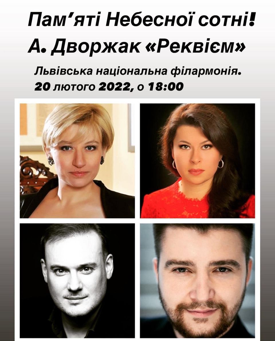 GauglerPaul's tweet photo. Il y a un an, 20 février 2022, Dvorak Requiem, Lviv National Philharmonic Orchestra of Ukraine pour les 100 célestes assassinés à Maïdan, 2014.
Avec Zoryana Kushpler, Sofia Soloviy, Tania Savchyn, Volodymir Sivokhip, Yuriy Hadzetskyy, Orest Slipak, Oleh Sozanskyy, Victoire🇺🇦💙💛 https://t.co/7NLvZTNihw