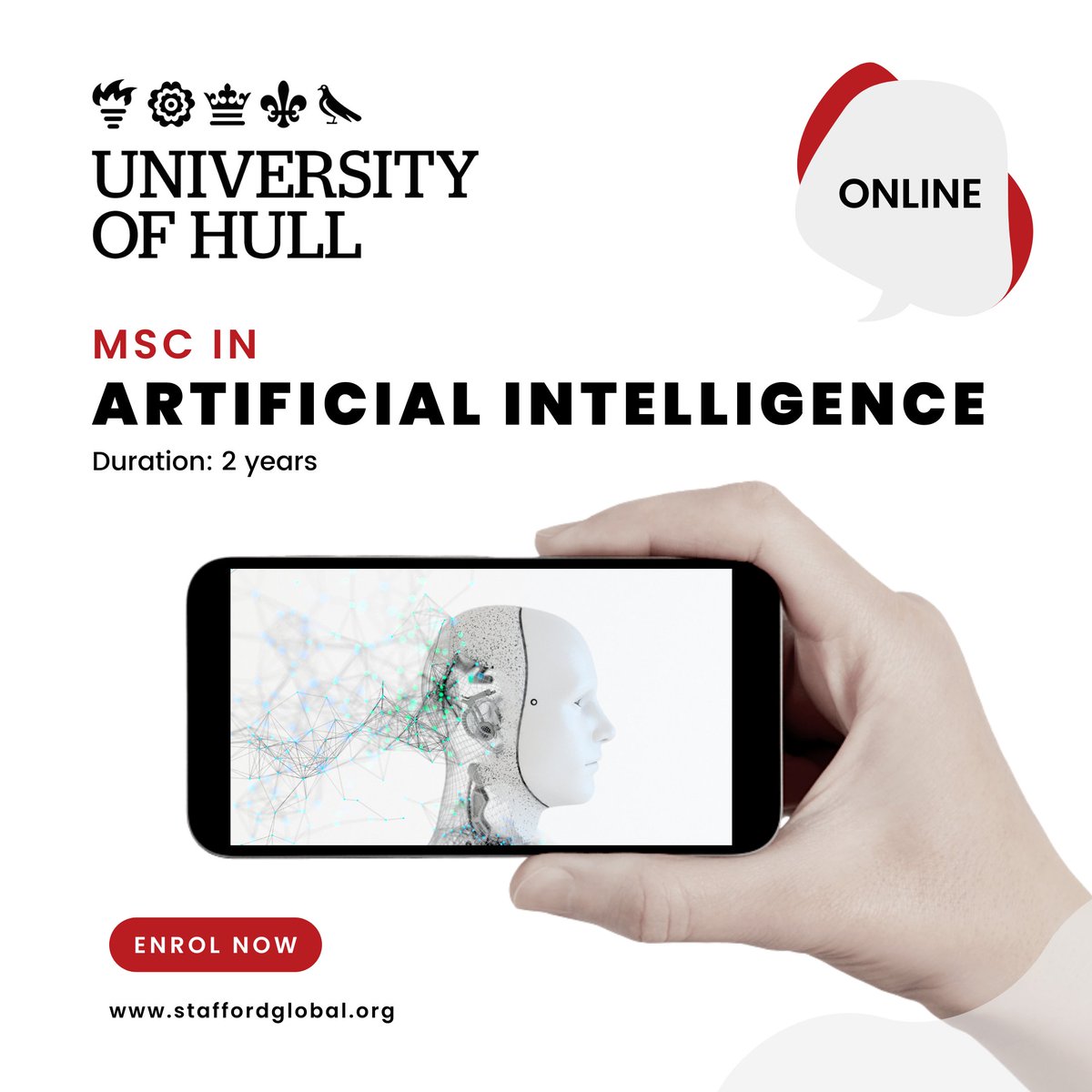 Stafford_Global's tweet image. Discover exciting opportunities with the University of Hull's Online MSc in Artificial Intelligence.
💻 staffordglobal.org/course/msc-art…
#datavizualization #businessmodels #dataanalytics
#datascience #datalearning #onlinelearning #onlinemasters