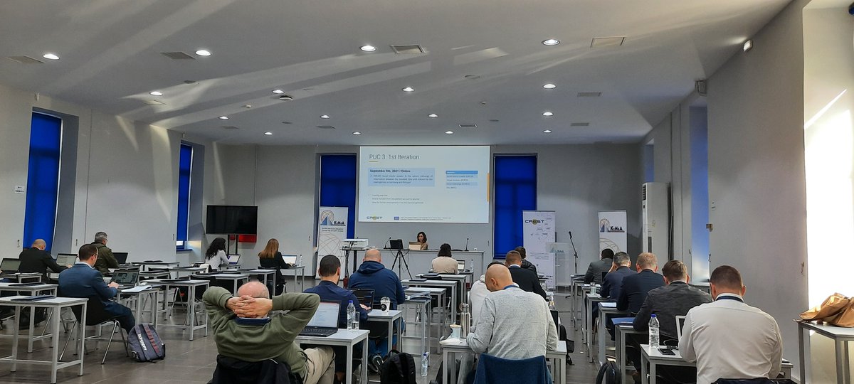 CrestProject's tweet image. Ms. Monika Weinbuch (# MPD) and Ms. Sylvie Dias (#PJ) present to the attendees the outputs of the third pilot use case ‘Cross-border fight against organized crime’.
#crest #crestconference #security #IoT #euproject #publicspacesprotection #crossbordercrime #counterterrorism