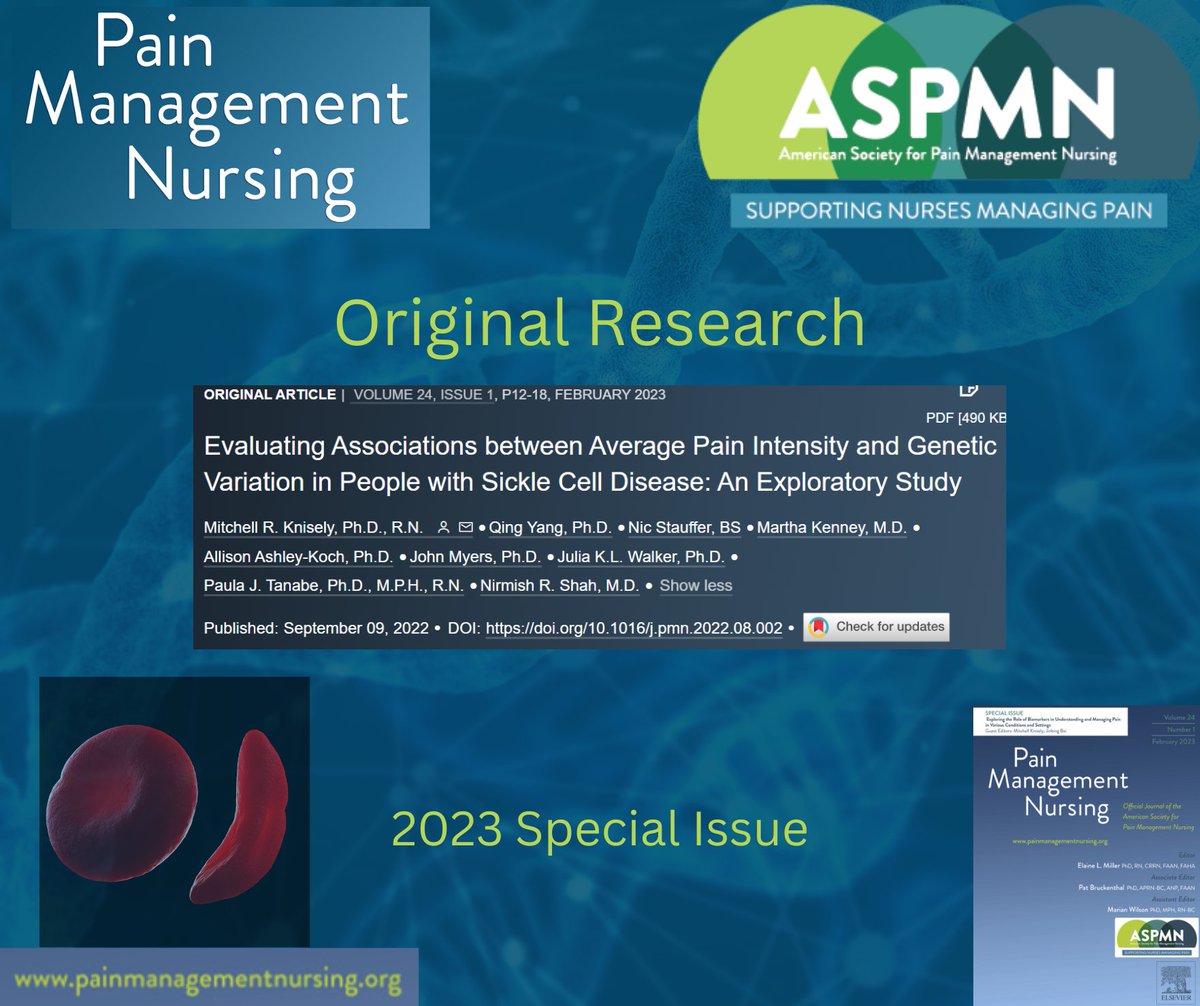 Original research: 

painmanagementnursing.org/article/S1524-…

#Pain #specialissue #painmanagement #nucleotide #polymorphisms #sicklecelltrait #sicklecell #genes #genetic #genotype #polymorphism #alleles #hemoglobin #sicklecellpain #sicklecelldisorder #sicklecellanaemia #chronicpain #scd #blood