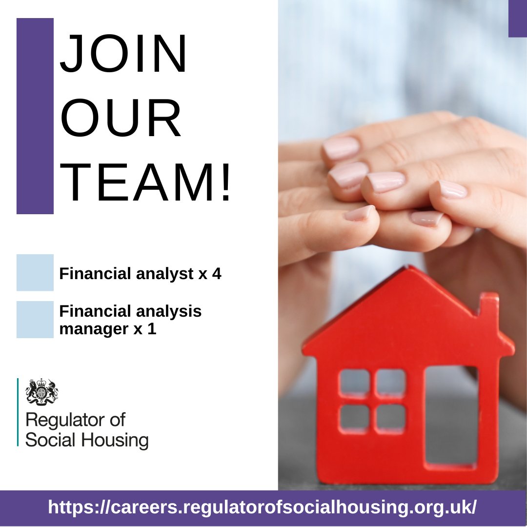 We are looking to recruit 4 x financial analysts and a financial analysis manager. The roles can be based in Manchester, Leeds, Birmingham or Bristol. For more details, or to apply, visit: …reers.regulatorofsocialhousing.org.uk/#Roles  Applications close 6 March #ukhousing