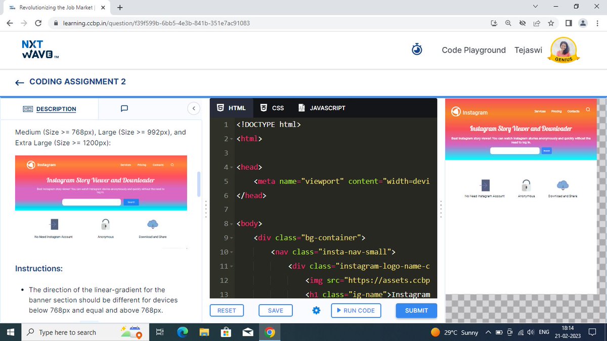 DevallaTejaswi's tweet photo. #Nxtwave  #nxtwave #ccbp #ccbpian #responsivewebdesign #css completed coding practice 2 successfully #coding  was fun 😄 https://t.co/1ya8006YMK