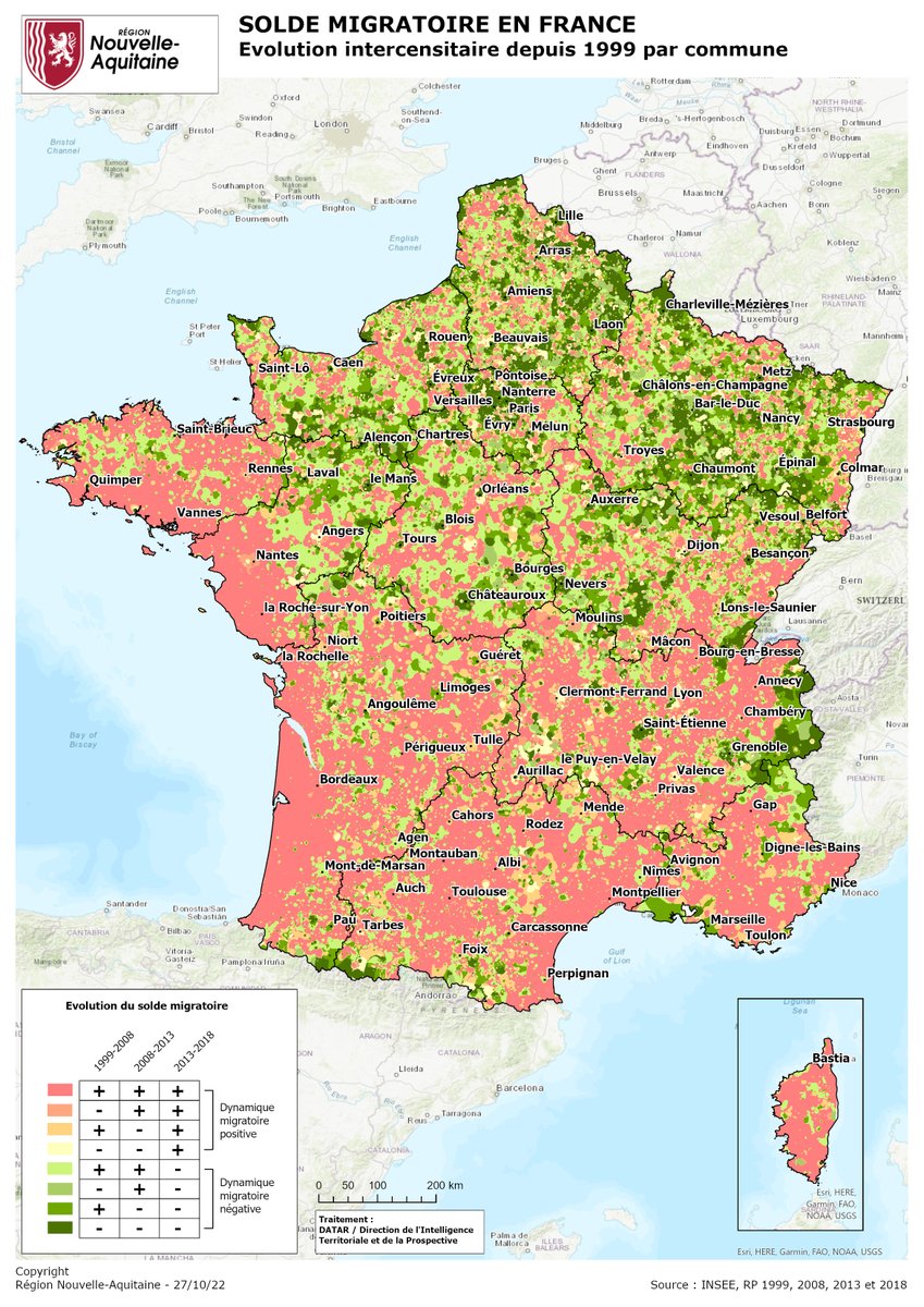 La carte du mois #2 vient de paraître ! Elle se focalise sur « l’évolution des soldes migratoires apparents », à partir de données sur une vingtaine d'années.  🧶 1/6