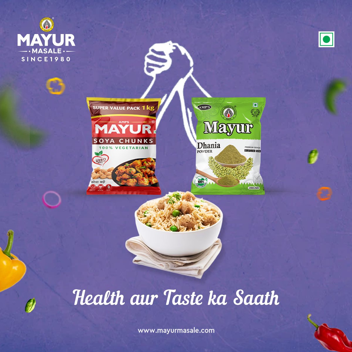 mayurmasale's tweet image. Mayur Masale ke saath, ab Health aur Taste dono saath-saath!
Our authentic and flavorful spices not only enhance the taste of your dishes, but also promote good health. Give your meals a healthy twist with Mayur Masale!
🌶️🍲 #MayurMasale #TasteAndHealthTogether #AuthenticSpices