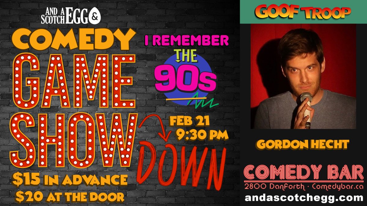 And a Scotch Egg (@andascotchegg) on Twitter photo Meet your contestants!
Goof Trooper Gordon Hecht doesnāt remember the 90s, but then again neither does Joe Biden.
I Remember the '90s is āØTONIGHT⨠at <a href="/comedybar/">COMEDY BAR</a> Danforth!
Tickets: comedybar.ca/shows/comedy-gā¦
#Toronto #TorontoComedy #The90s #TorontoEvents #TorontoLife Meet your contestants!
Goof Trooper Gordon Hecht doesnāt remember the 90s, but then again neither does Joe Biden.
I Remember the '90s is āØTONIGHT⨠at <a href="/comedybar/">COMEDY BAR</a> Danforth!
Tickets: comedybar.ca/shows/comedy-gā¦
#Toronto #TorontoComedy #The90s #TorontoEvents #TorontoLife