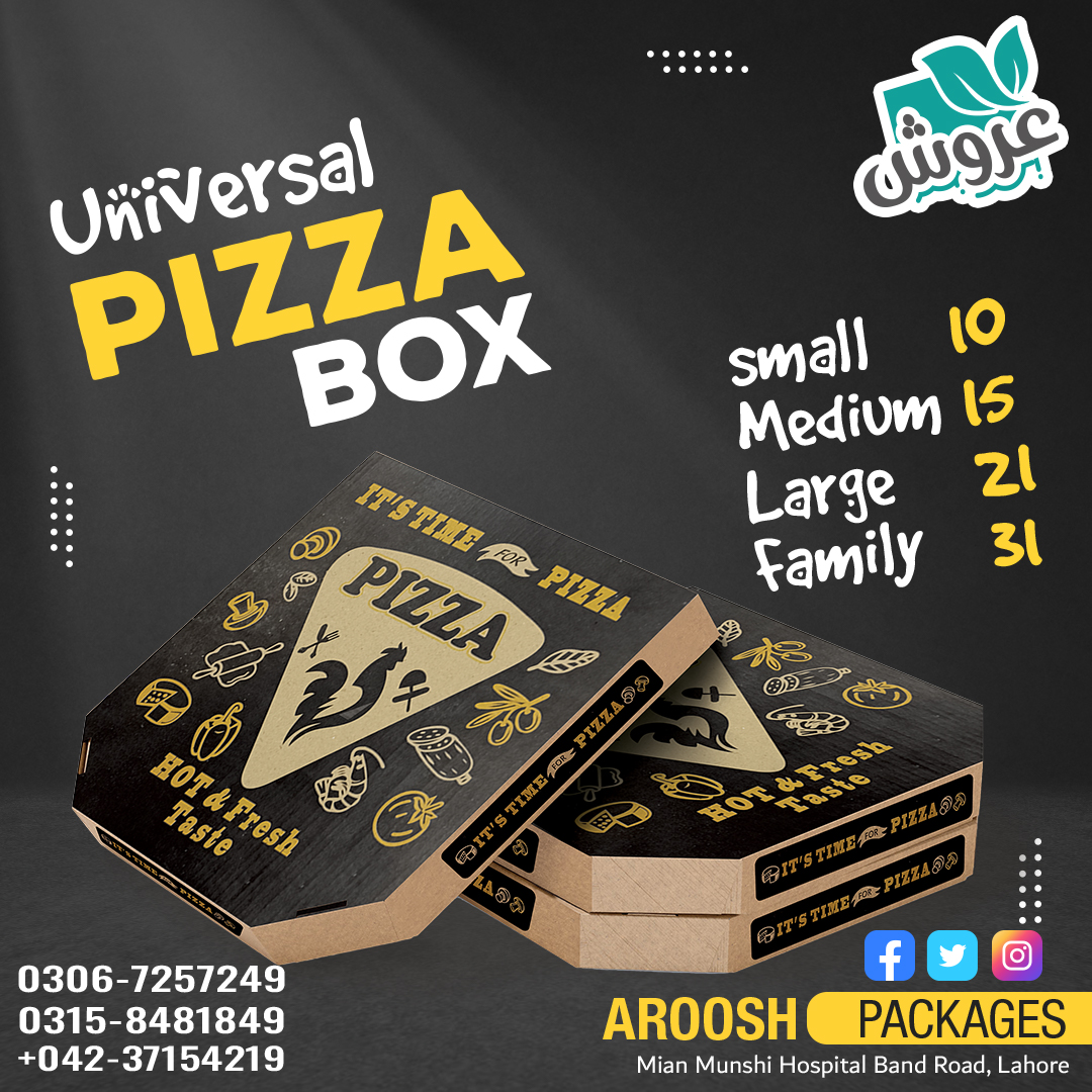 ArooshPackages's tweet photo. یونیورسل پیزہ باکس بازار سے سستے داموں رعائیتی قیمت پر بنوانے کیلیے ہم سے رابطہ کریں!
Contact us: 0306-7257249
#bakers #marketingagency #shoes #packagingdesign #disposable #foodie #fastfood #pizzadelivery #burger #pizzaboxes #disposableandtakeawayitems #menu #sweetboxes https://t.co/QEVjeUiffT