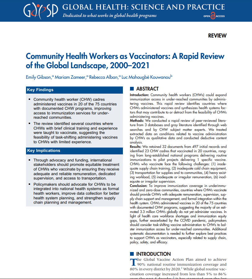 VillageReach's tweet photo. #CHWs can potentially expand vaccine coverage for hard-to-reach communities and bring us closer to #UHC. In two new research papers, we explore the countries where CHWs #vaccinate and the tools they need to thrive: https://t.co/TSS0GCPjAn and https://t.co/9HZYbj4m9q
@chw_impact https://t.co/38mToH7Ojp