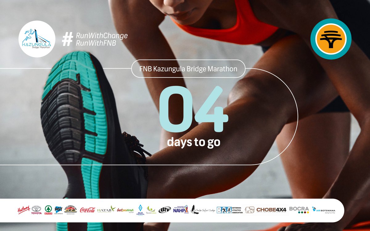 FNB_Botswana's tweet photo. We are 4 days away from the inaugural FNB Kazungula Bridge Marathon 2023!
Your safety is our priority. The Department of Wildlife has been engaged to facilitate the safety of all marathon participants and the wildlife in the area.
#RunWithChange
#RunWithFNB
#FNBKBM2023
#FNBB https://t.co/AhDsT3qQ6n