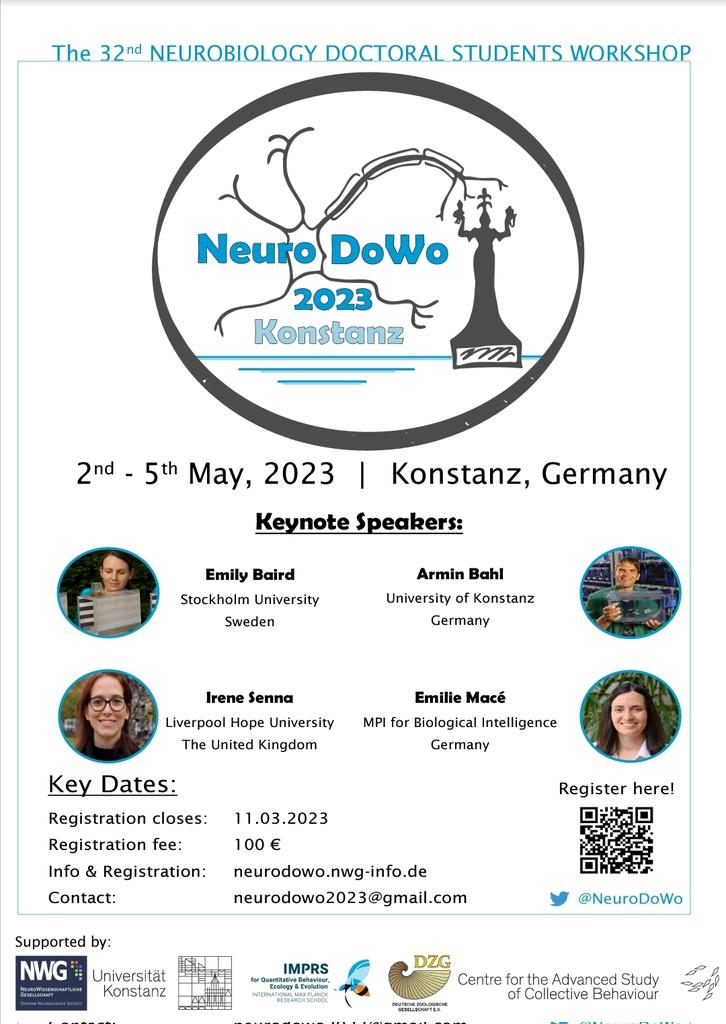 ✨ Thank you to those who have registered for the #NeuroDoWo2023 so far! In case you have missed to register, we have decided to extend the deadline until 11th of March! So come on, send in your abstracts and register soon for this year's NeuroDoWo!! 🧠🤓👩‍🔬 #NeuroPhD #phdchat