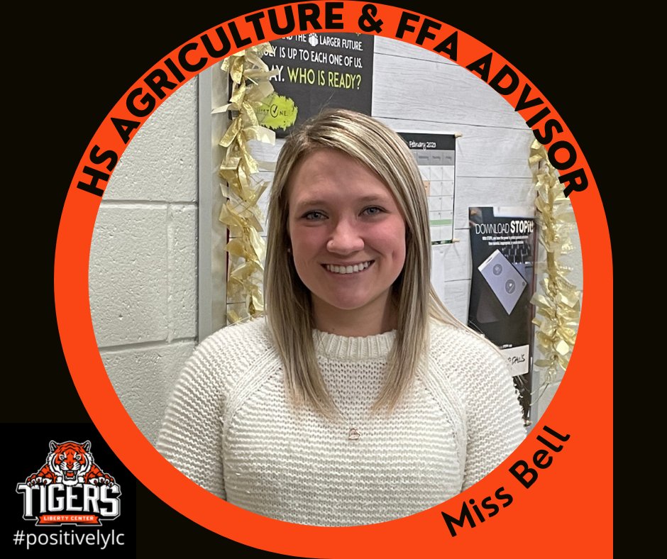 LC_Tigers's tweet photo. Today's Tuesday spotlight is on Miss Bell.  Miss Bell has been an LC Agricultural Teacher for 8th-12th graders for 5 years.   She loves seeing the students grow into leaders and seeing how they continue those skills after high school. Thanks you, Miss Bell!  🧡#positivelylc🖤 https://t.co/43ctPzGMX1
