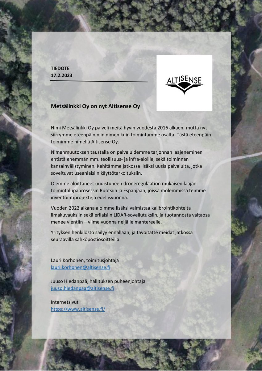 Metsälinkki Oy on nyt Altisense Oy