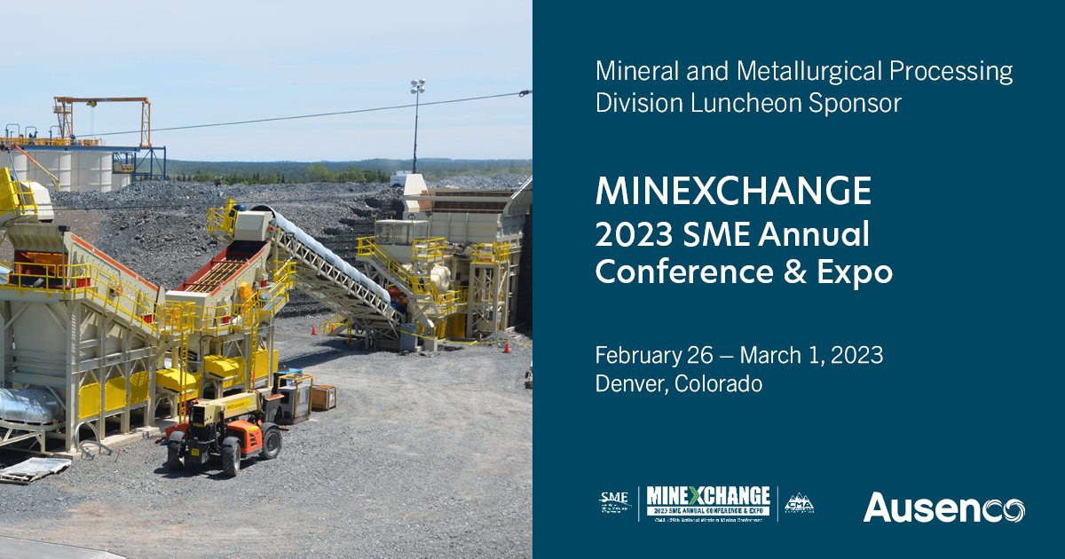 Ausenco's tweet photo. Catch up with our team on the latest innovative solutions driving #mining forward at #MINEXCHANGE2023 next week. See you in Denver! #SME2023 #FindABetterWay #ResponsbleMining https://t.co/bqGDJOkkg0