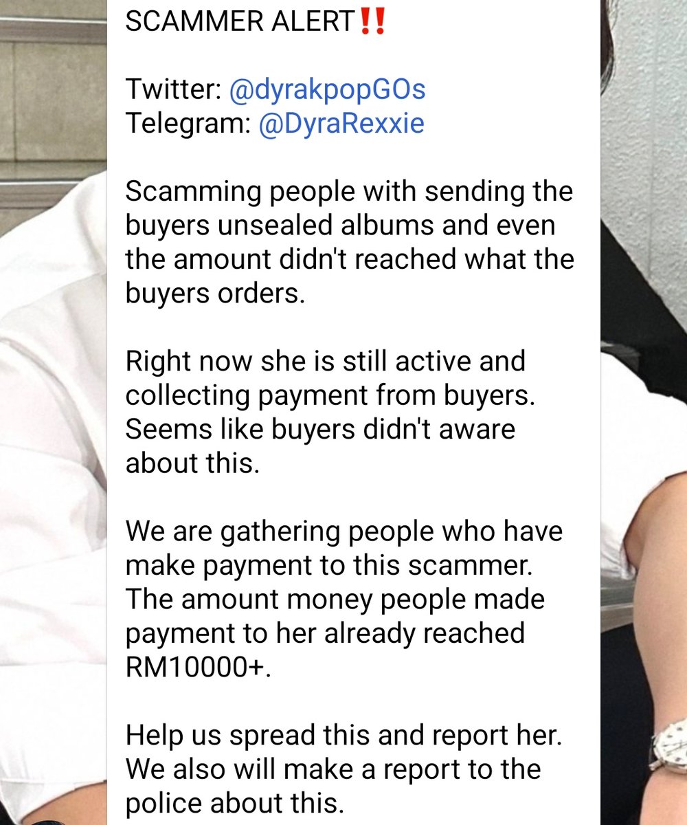 ⚠️SCAMMER ALERT⚠️ this person has been scamming lots and lots of people, including my friend has been scammed too. The amount she scammed is already too big, so please spread the news and be aware of this user. Scammer's Twt: @dyrakpopGOs #pasarscammer