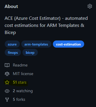 First milestone reached - over 50 stars for <a href="/aceazurecost/">Azure Cost Estimator</a> on <a href="/github/">GitHub</a>! 😎