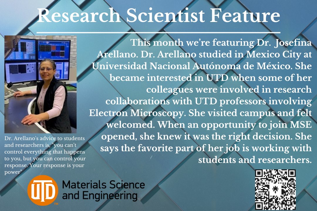 UTDMaterialsSci's tweet photo. Let’s celebrate Research Scientists! Thank you, Dr. Arellano, for everything you do!
#MakingThingsThatMatter #OurPeopleMatter #UTDallas #UTDMSE #ResearchScientists https://t.co/L0n22UN7my