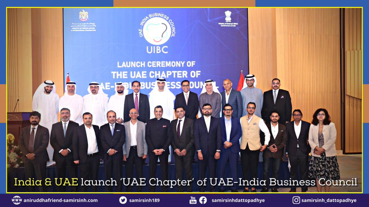 samirsinh189's tweet photo. After India-UAE Comprehensive Economic Partnership Agreement, India-UAE launch @UIBCIndia's #UAEchapter. It deepens India-UAE ties, gives India added strategic &amp; business leverage in Mideast, helps India-UAE to achieve aim of $100bn #BilateralTrade &amp; $75bn UAE #InvestmentInIndia. https://t.co/6MZowdf7NN