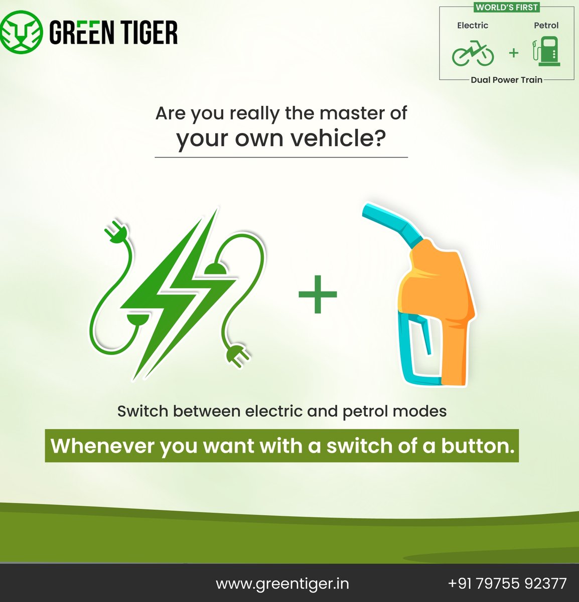 mobility_gt's tweet photo. Are you really the master of your own vehicle? Switch between electric and petrol modes whenever you want with a switch of a button. 
#dualpowertrain #ev https://t.co/Pwfwswuks8