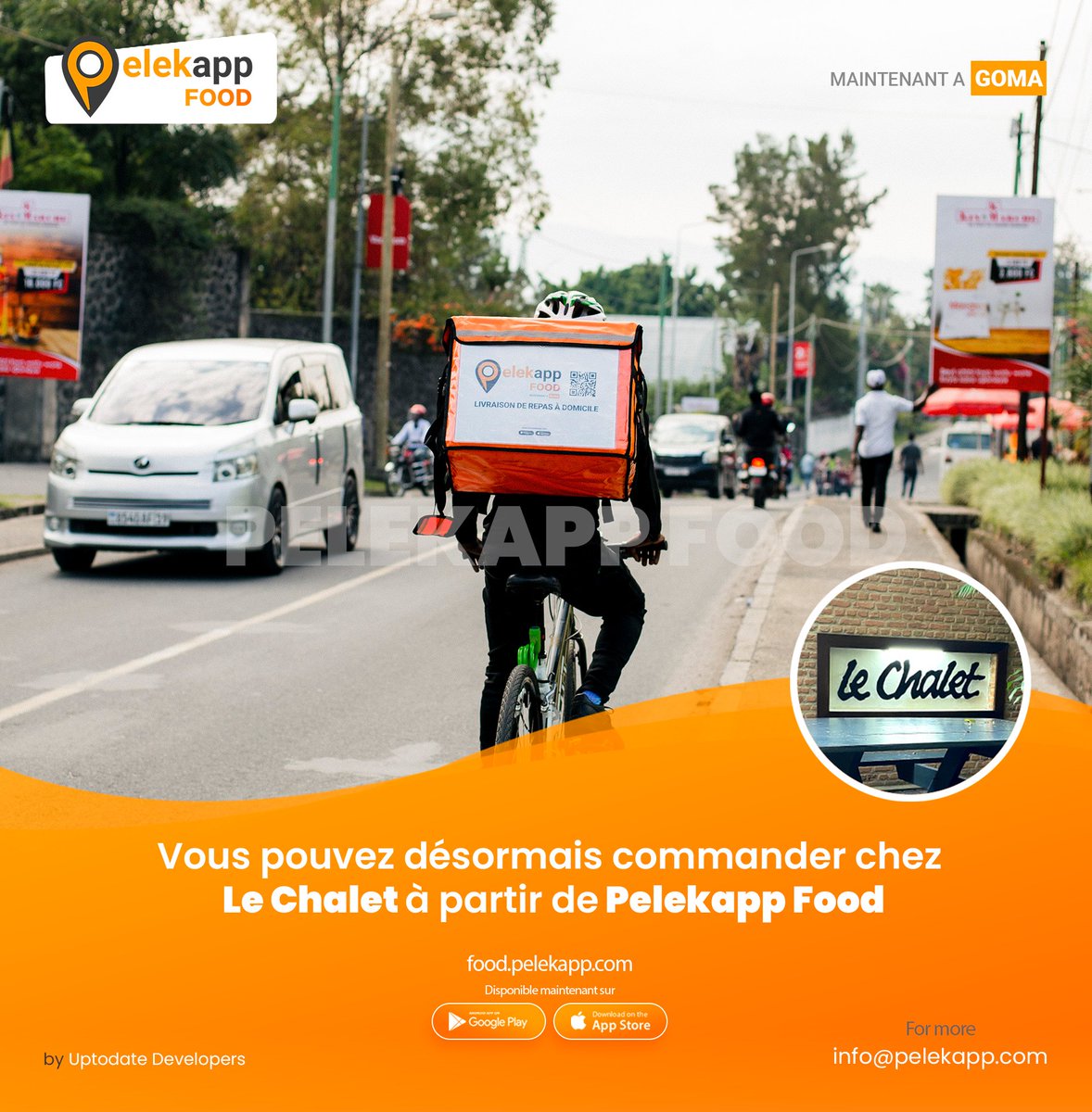 DevelopersUp's tweet photo. Great news | Nouveau contrat signé 🎉
Le #restaurant #LeChalet est maintenant disponible sur @PelekappFood. Commandez dès maintenant pour découvrir leur délicieuse #cuisine 🥳 !
#PelekappFood à #Goma https://t.co/wzMVi1Sb9b
