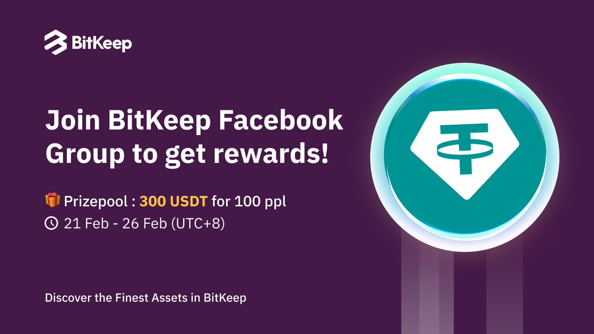 BitgetWallet's tweet photo. Join #BitKeep #Facebook group get rewards!

⏰ 21 Feb - 26Feb (UTC+8)
🎁 $300 USDT x 100ppl
✅Complete the gleam tasks: https://t.co/2OOghHvQBs
✅Comment your BSC wallet address here:
https://t.co/zt4mq9s04M
🥳Winners will be announced in Facebook Group.

#Airdrop #Giveaway https://t.co/Xc724SICMJ