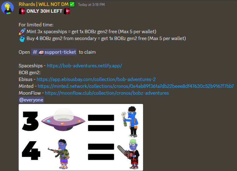 CroBobAdventure's tweet photo. ❗️❗️❗️ONLY 30H LEFT❗️❗️❗️
Mint here - https://t.co/TWLOO8GmSk
#cro #cronosnft #cronoschain #nft #nftcommunity #bobadventures #bobfam https://t.co/vgyEwqAYTa