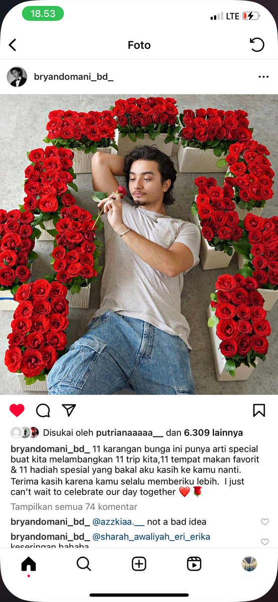 Punya laki kayak Bryan Domani trus ngasih 11 bunga gini wkwkwk langsung dehh klepek2 Bryan Domani selebrasi