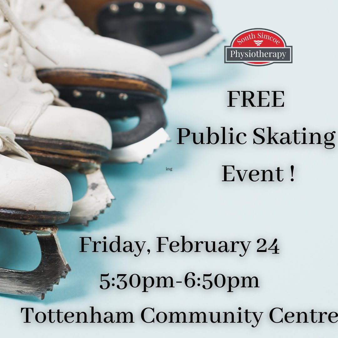 We are hosting a FREE public skating event!

🗓️ Fri. Feb. 24

📍Tottenham Community Centre
 
🕠 5:30pm

southsimcoephysio.ca

#SouthSimcoePhysio #AllistonPhysio #AllistonPhysiotherapy 
#TottenhamPhysio #TottenhamPhysiotherapy #FREE #PublicSkating #NewTecumseth #Tottenham