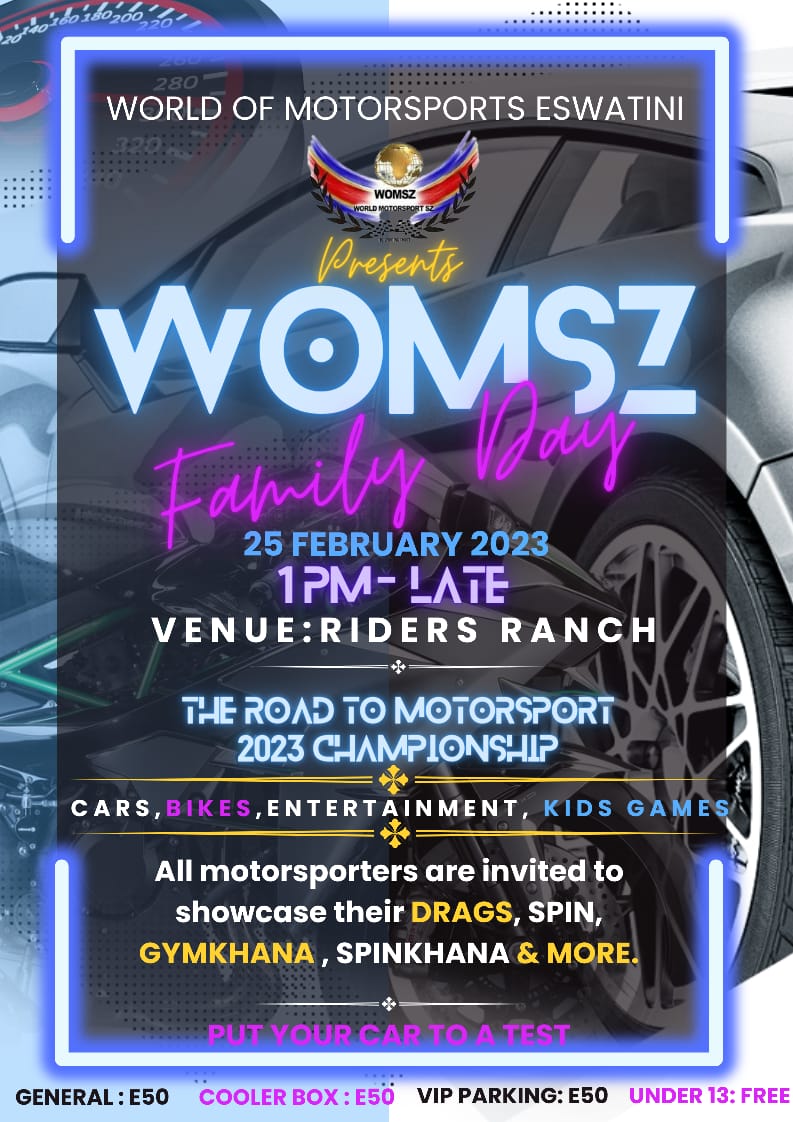 World of Motorsports Eswatini invites you to their family fun this Saturday at Riders Ranch Sidvokodvo🏎️ 💨
#WOMSZ #TiniTwitter

eswatinipositivenews.com/2023/02/21/wor…