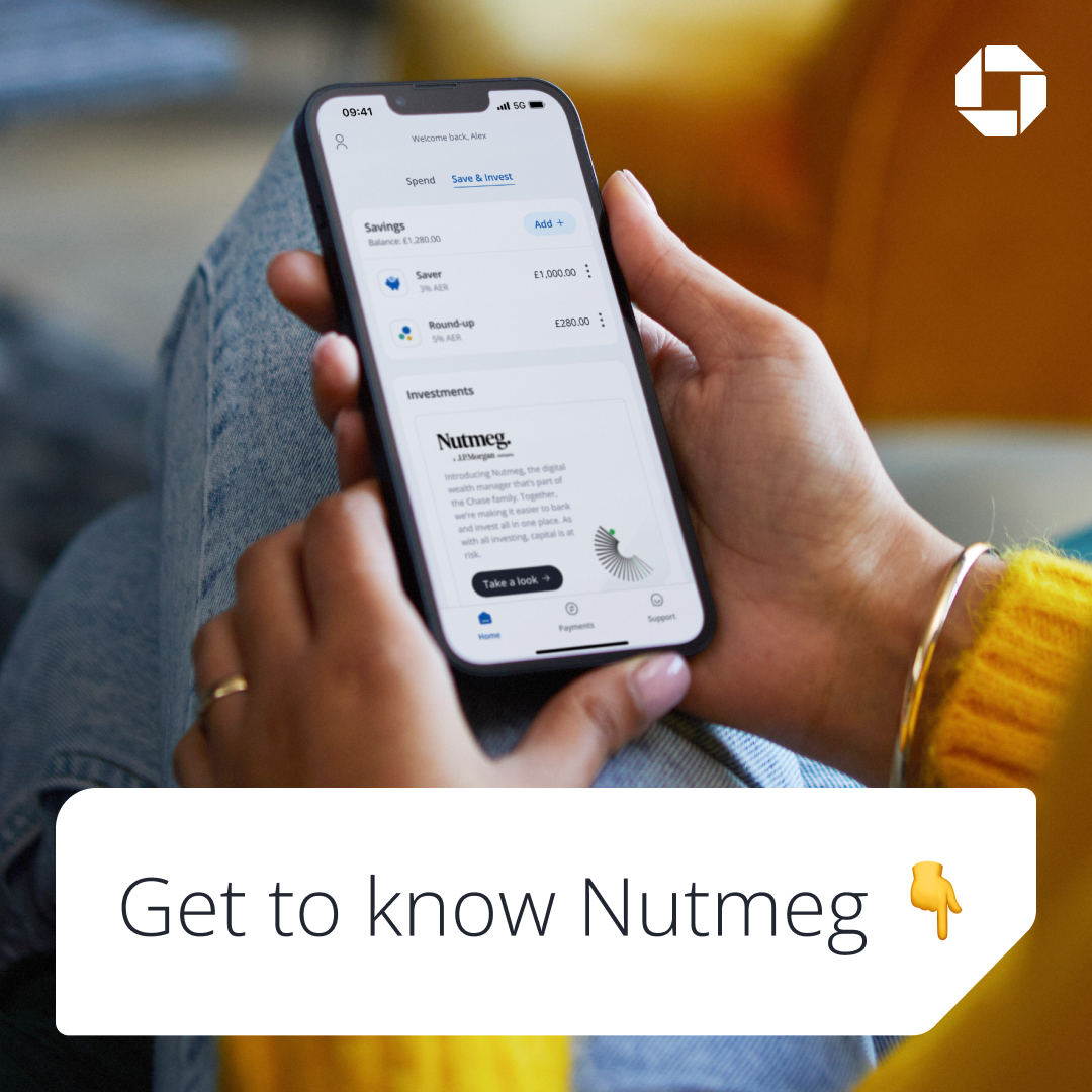 chase_uk's tweet image. Yesterday, we shared the exciting news that you can now discover @thenutmegteam in the Chase app. Here's a thread to tell you more about who they are, and what it all means 🧵 

Capital at risk. Past performance is not a reliable indicator of future performance. 1/7
