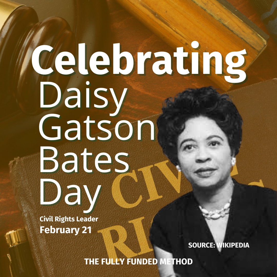 GetFullyFunded's tweet image. On this Daisy Gatson Bates Day, we remember the incredible woman who fought for civil rights and equality. Her work continues to inspire us today.