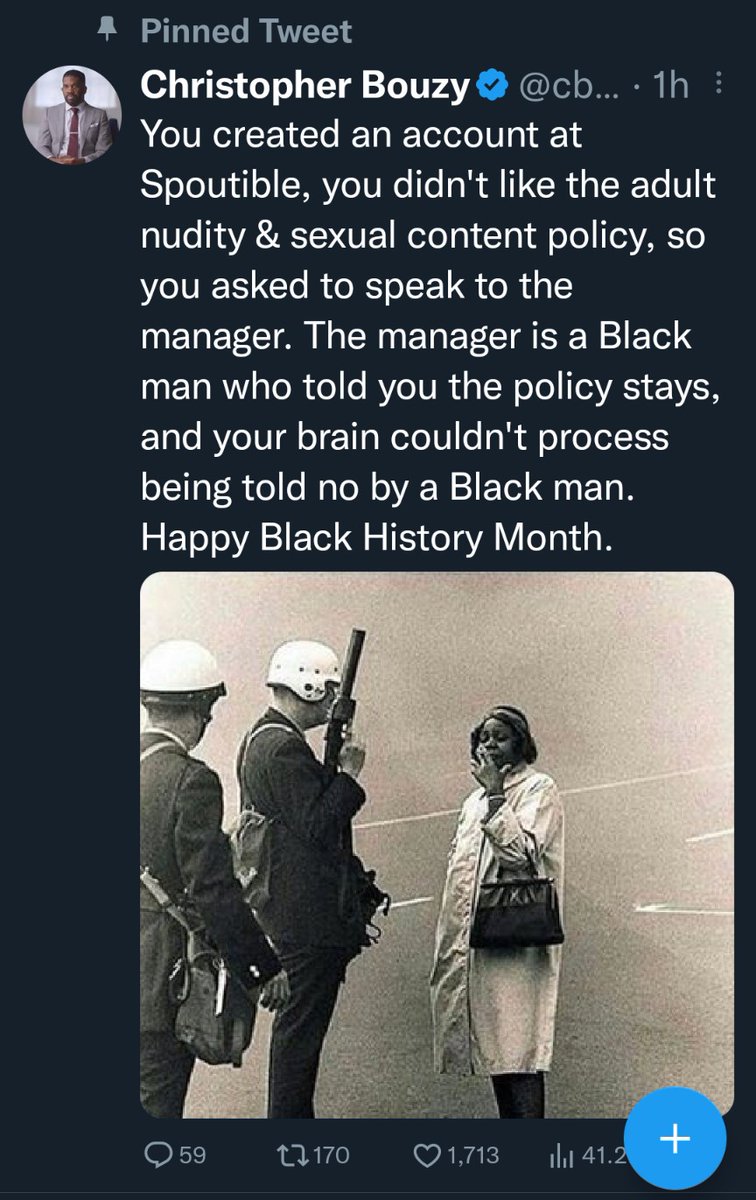 People say who they are through their words. Christopher Bouzy, Spoutible CEO, is saying who he is. Ugly harassing language is bad. Accusing people of racism when they disagree is bad. Trolling for Spoutible is still trolling. 1/4
#Spoutible #bullying