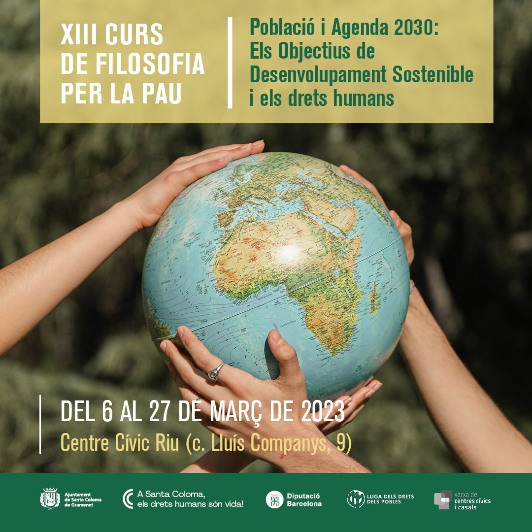 Nova edició del curs #FilosofiaperlaPau de #SCCoopera <a href="/scgramenet/">Aj. Sta. Coloma Gram</a>. 
Participem amb una ponència sobre la dificultat de comunicar l'#emergènciaclimàtica i la persecució de defensors i defensores del #mediambient.

📆 Dilluns de març
🕖 De 19 a 20.45h
📌 Centre cívic Riu, #Gramenet