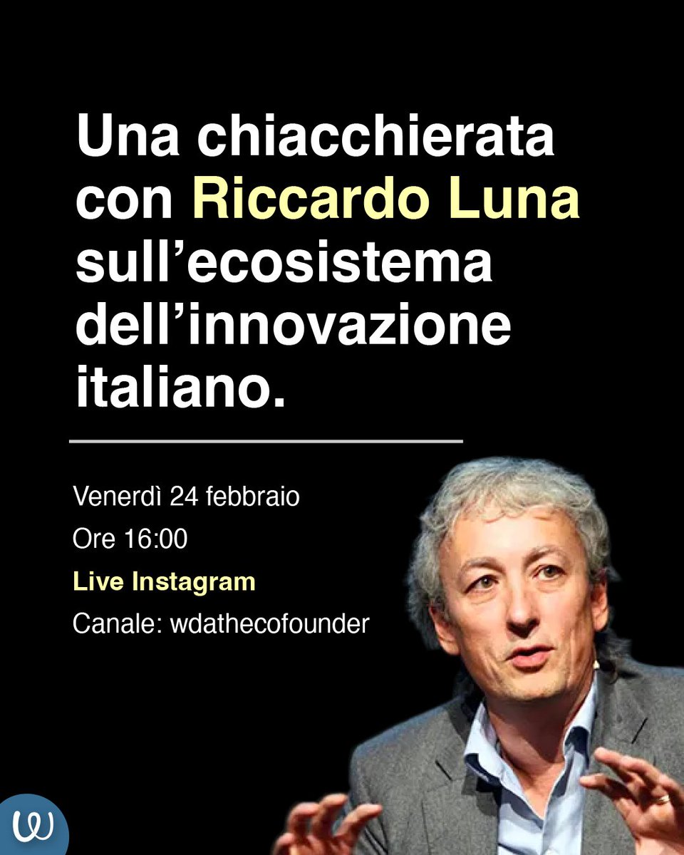 Difficile riassumere la carriera di un professionista come <a href="/RiccardoLuna/">Riccardo Luna</a>. Per questo siamo onorati di averlo come nostro ospite nel WDA Talk di questo venerdì, ore 16:00, sul nostro canale Instagram.

#innovazione #startup #tech