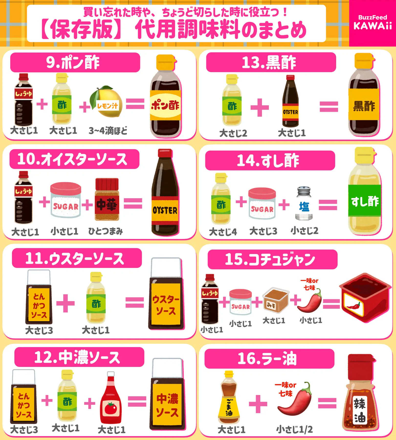 「あの調味料がない！」というときにすごく役立ちそう！いろいろな代用調味料のまとめ！