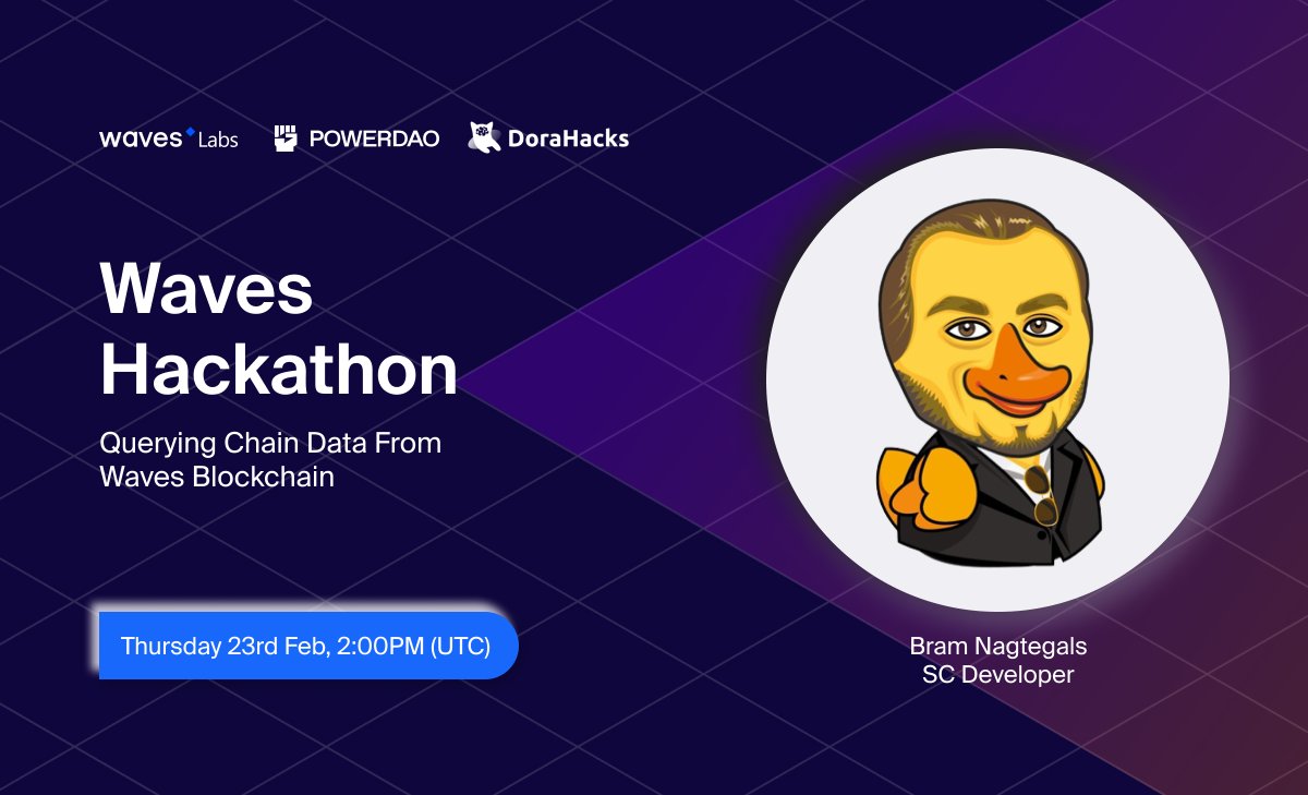 #Livestream Updates
New workshop scheduled for #Waves <a href="/wavesprotocol/">Waves 🌊</a>  builders! 

🔊"Querying Chain Data from Waves Blockchain"
⏰Feb 23rd, 2pm (UTC)/10pm (SGT)
💁 See you at:
YTB youtube.com/live/64SKqoCvy…
Binance Live binance.com/en/live/video?…