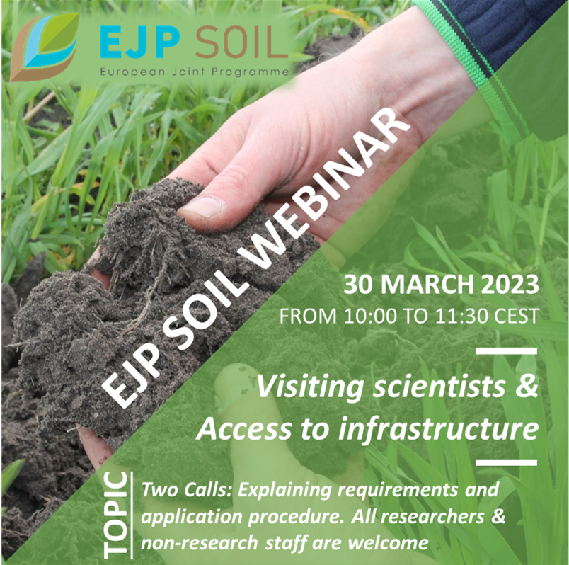 EJPSOIL's tweet photo. #EJPSOILWebinar on spring calls #Visitingscientists &amp; Access to #ejpsoilinfrastructure
Overview, explaining requirements &amp; procedures. AWelcome to all interested. More info: https://t.co/hHIIQpG5js
#youngscientists #Soilscience  @HorizonEU @EU_ScienceHub @eugreenresearch https://t.co/kBvM8Fxg9L
