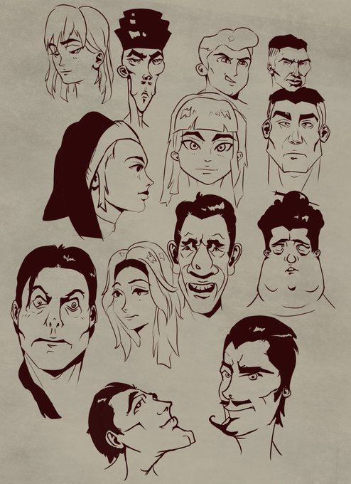 Random stupid face sketches, some from imagination, some from reference. There are 5 from reference, can you find them all?
Might start posting these daily sketches in groups from now on, so every few days a bunch of stuff I did. 