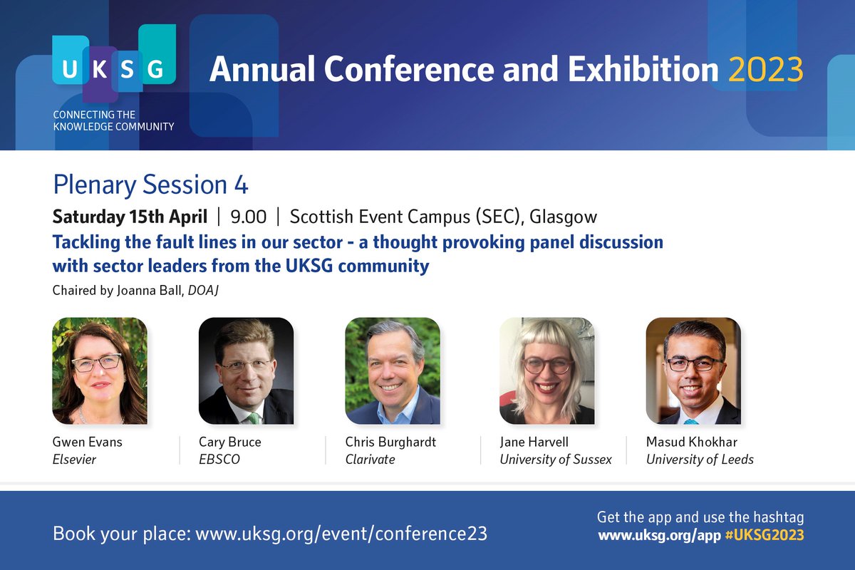 library_connect's tweet photo. Join Elsevier VP of Global Library Relations @Litslibrarian as she and fellow speakers discuss #librarian issues during the panel "Tackling the fault lines in our sector" at the @UKSG Annual Conference on April 15. Learn more: https://t.co/NRvFDHEYaC 

#UKSG2023 https://t.co/zyogQpgloH