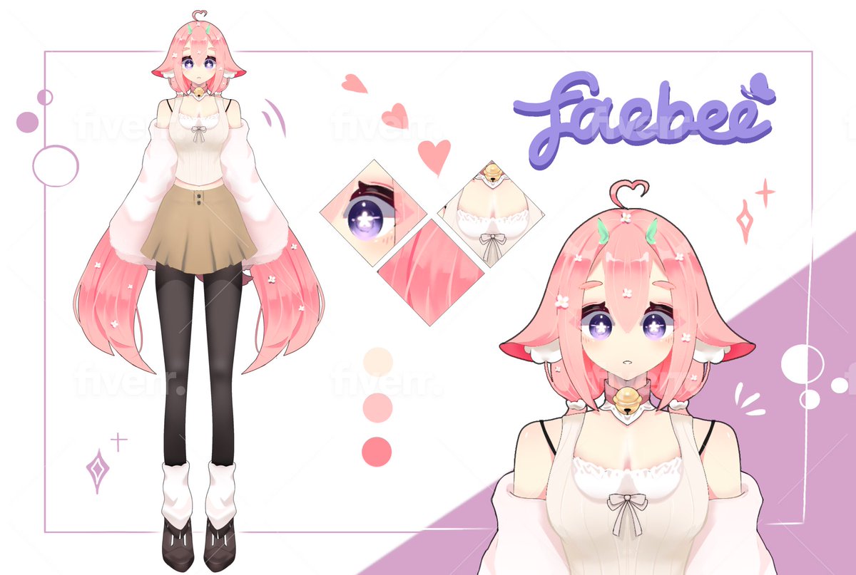 smolfaebee's tweet photo. Reference sheet for faebee that I commissioned from @/htlart on Fiverr 🥺🪷🫧💓 #CommissionedArt #pngtuber #faebee https://t.co/X2cmFAn3wK