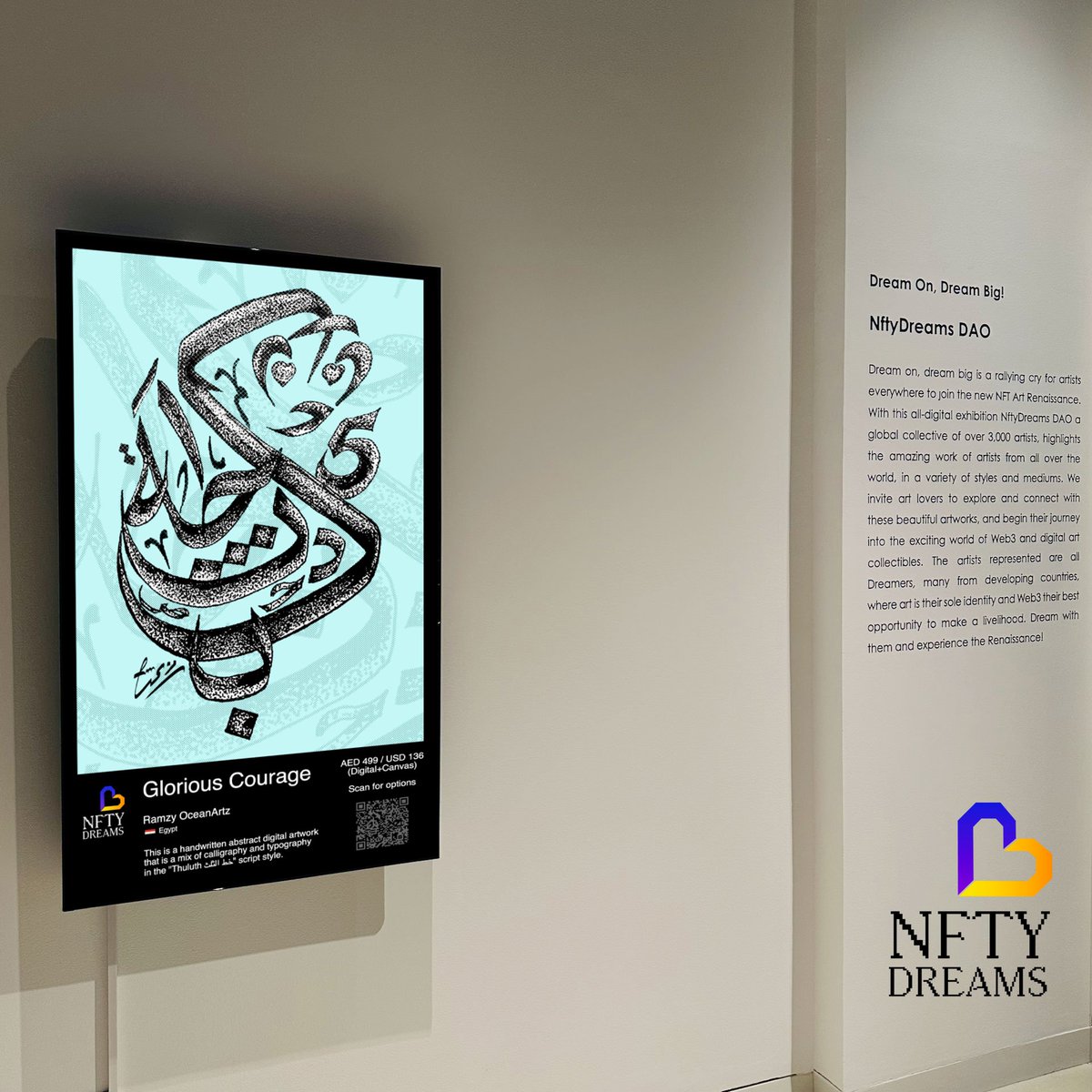 ocean_artz's tweet photo. Really exciting updates 😍⚡️

Live from @NftyDreams exhibition at The Foundry, Dubai! 🔥

Now, you can easily buy the artworks (Digital + Canvas) remotely using QR code with your card! 💳

🧵 https://t.co/3rLTNugBrX