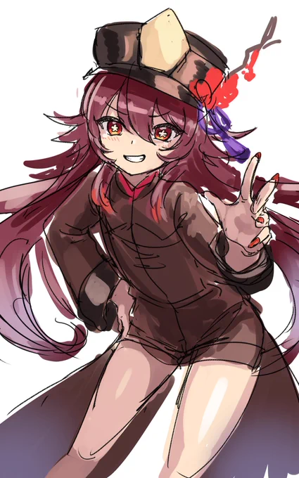 あかニウムさんの構図を参考に描いてみた胡桃 