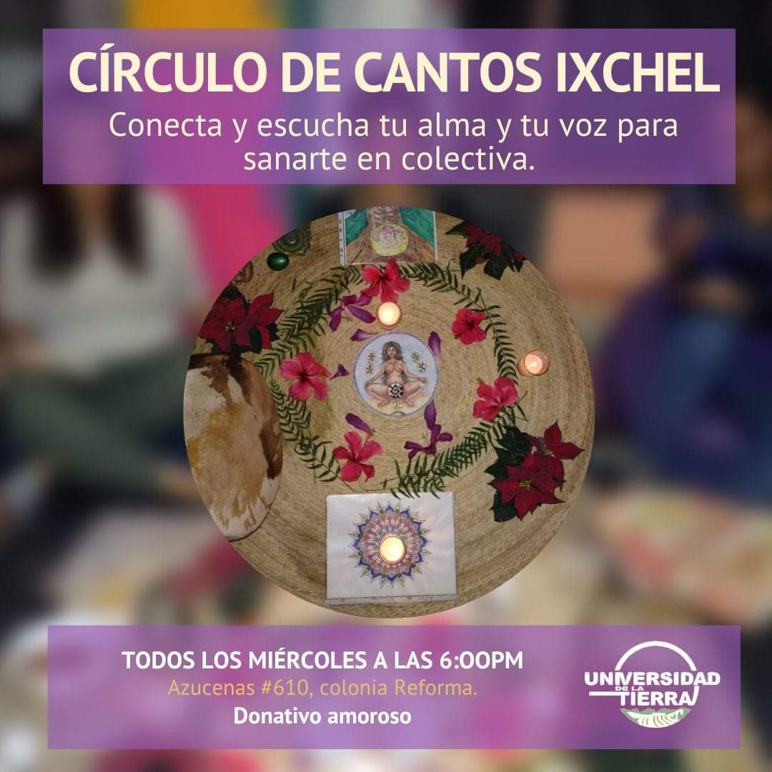 ‼️Las esperamos mañana miércoles 22 de febrero del 2023 en el Círculo de Cantos IXCHEL🎶🌿🌸🌹🎶 

📍En la Unitierra Oaxaca
📢Todos los miércoles a las 6:00pm.
💲Donativo amoroso✨