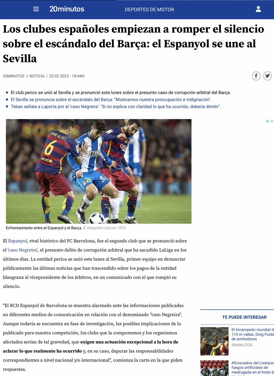 ZZiliani's tweet photo. Grazie a @gloriapoch72 che me lo segnala: dopo il #Siviglia anche l’#Espanyol ha preso posizione in Spagna contro il #Barça per lo scandalo della corruzione arbitrale. Da noi? Tutti zitti: a partire dall’#Inter che pure avrebbe buone chances di vedersi assegnare lo scudetto 2020 https://t.co/8xnSZm6jR0