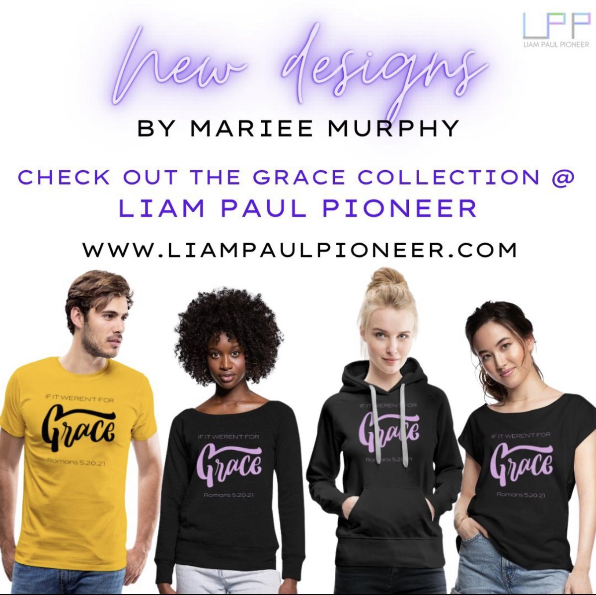 Check out the NEW GRACE COLLECTION by Mariee Murphy! Only at liampaulpioneer.com
#gracecollection #marieemurphy #tshirts #christiantshirts #faithclothes #christianfashion #christianclothes #grace #Jesus #liampaulpioneer