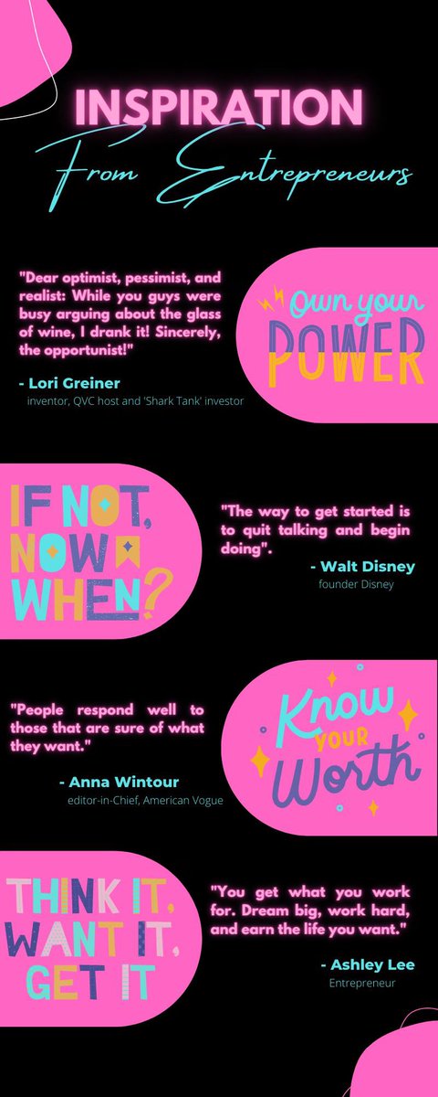 AshLee1453's tweet photo. “Inspiration from Entrepreneurs” - an infographic that I created for one of my courses this semester. @FIUonline @FIU #marketsetgo #bbamarketing https://t.co/LNxIZ0x2dG