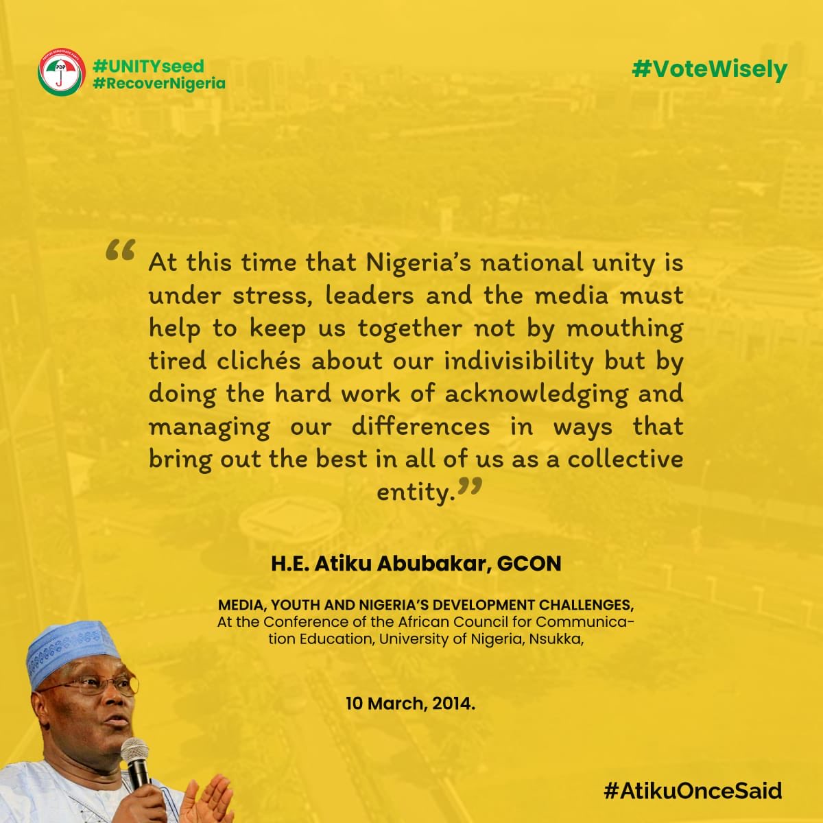 DemolaRewaju's tweet photo. There’s no way to read these words #AtikuOnceSaid and still insist on voting any other candidate to lead Nigeria.
#OnlyAtiku gets it.
All others are only hoping to use Abuja powers to satisfy a sense of ethnic identity. https://t.co/TkX0yIRNz3