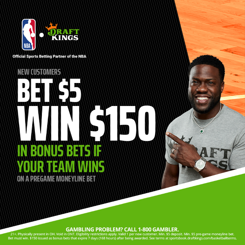DKSports's tweet photo. 🏀 New customers - get in on the NBA action with $150 in bonus bets if your team wins, when you bet $5!