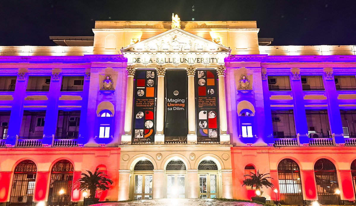 MissionAtDLSU's tweet photo. Maging Liwanag sa Dilim

In commemoration of the 37th Anniversary of People Power, De La Salle University’s façade is lit in Philippine flag colors and features images of Lasallian heroes and martyrs who fought against the Marcos regime. 

Tarp Design by DLSU USG IMC Team https://t.co/GekbDtebWs